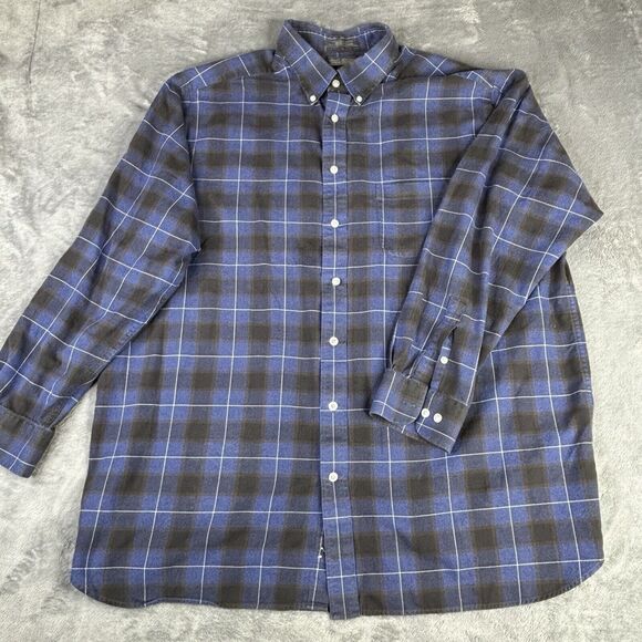 Daniel Cremieux Mens Shirt 2XT Blue Gray Plaid Light Brushed Flannel Long Sleeve - Picture 2 of 9
